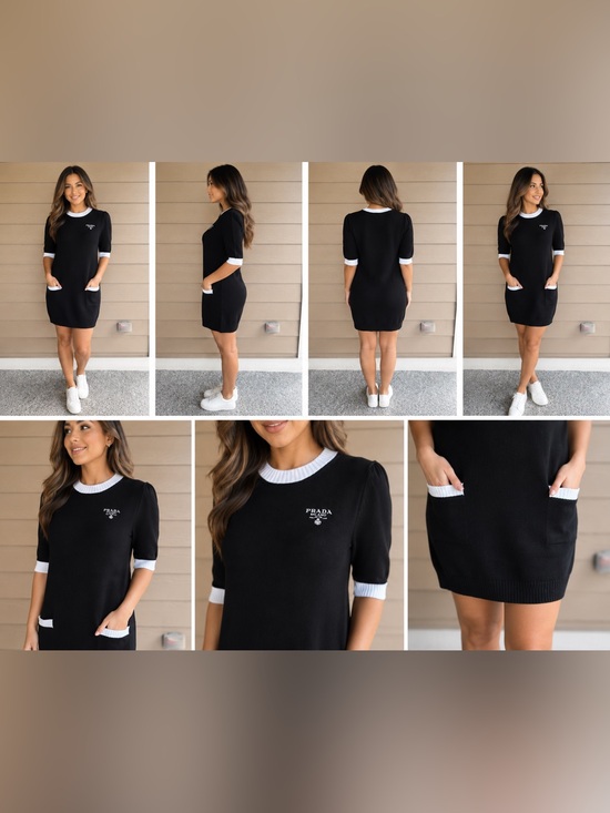 Prada Dresses & Skirts - NWT Prada Milano Logo Cotton Knit Mini Dress IT44 Black Made in Italy Luxury